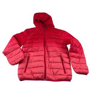 Eddie Bauer Kids Girls M 10/12 Pink Coral Down Puffer Jacket Reversible Hooded